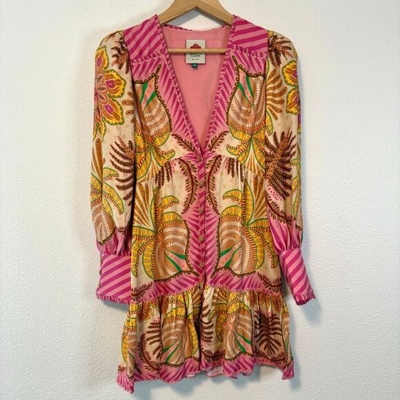 Farm Rio Palm Scarf Sand Mini Dress Size XXS - Picture 1 of 15